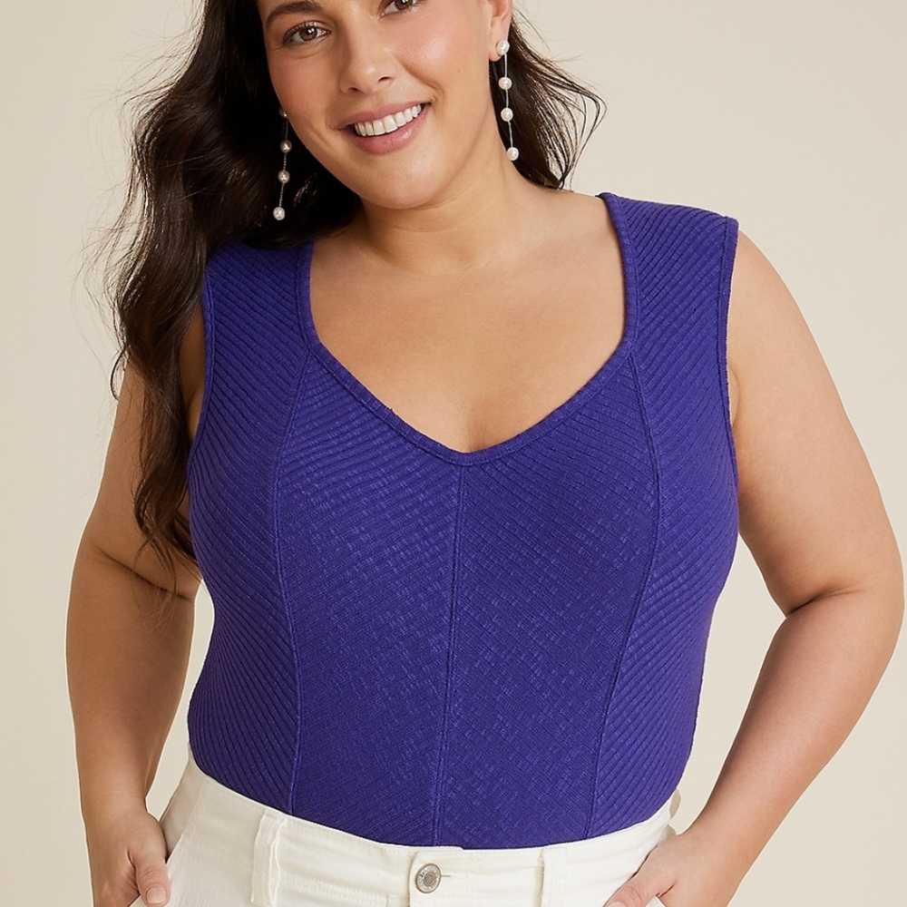 NWT Maurices Purple Textured Corset Tank Top 💜